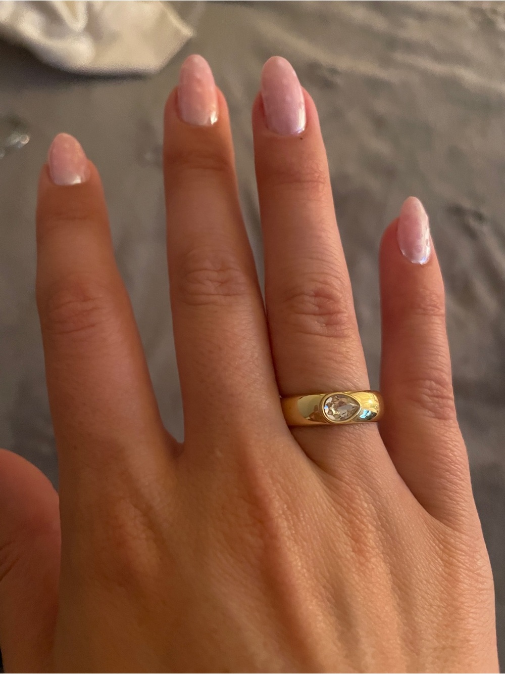 Pura Vida Gold Oval-Cut Ring with Clear Stone